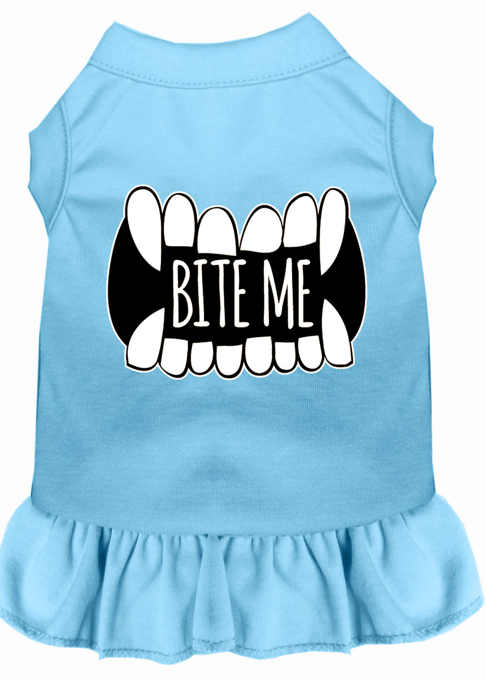 Bite Me Screen Print Dog Dress Baby Blue Med